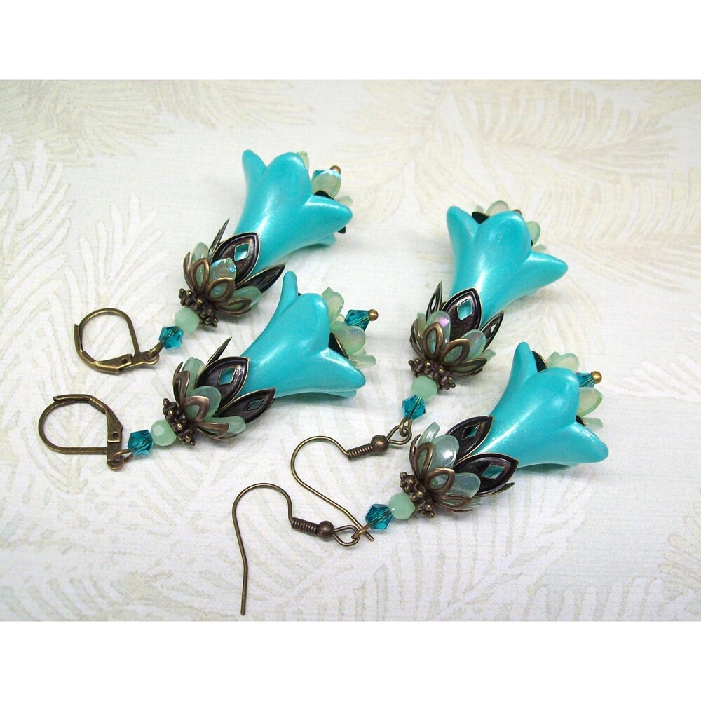 Vintage Style Boho Floral Earrings, Hand Painted, Artisan Crafted Flower Jewelry